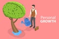 3D Isometric Flat Vector Conceptual Illustration of Self Growth.