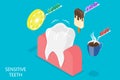 3D Isometric Flat Vector Conceptual Illustration of Sensitive Teeth to Cold, Sour and Hot Royalty Free Stock Photo