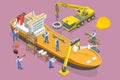 3D Isometric Flat Vector Conceptual Illustration of Shipbuilding