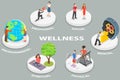 3D Isometric Flat Vector Conceptual Illustration of Six Dimensions Of Wellness Royalty Free Stock Photo