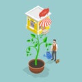 3D Isometric Flat Vector Conceptual Illustration of Small Business Growth Royalty Free Stock Photo