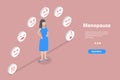 3D Isometric Flat Vector Conceptual Illustration of Stages and Symptoms of Menopause