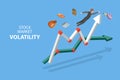 3D Isometric Flat Vector Conceptual Illustration of Stock Market Volatility