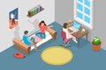 3D Isometric Flat Vector Conceptual Illustration of Student Dormitory Royalty Free Stock Photo