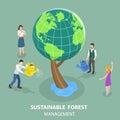3D Isometric Flat Vector Conceptual Illustration of Sustainable Forest Management