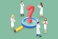 3D Isometric Flat Vector Conceptual Illustration of Thinking Doctors