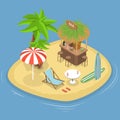 3D Isometric Flat Vector Conceptual Illustration of Tiki Bar Royalty Free Stock Photo