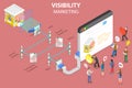 3D Isometric Flat Vector Conceptual Illustration of Visibility Marketing Strategy