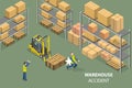 3D Isometric Flat Vector Conceptual Illustration of Warehouse Accident Royalty Free Stock Photo