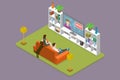 3D Isometric Flat Vector Conceptual Illustration of Watching News