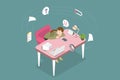 3D Isometric Flat Vector Conceptual Illustration of Witing for a Call