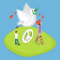 3D Isometric Flat Vector Icon of Peace International Day