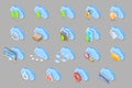 3D Isometric Flat Vector Icon Set. Cloud Technologies Royalty Free Stock Photo