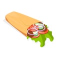 3D Isometric Flat Vector Icon of Shawarma Sandwich. Item 1