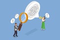 3D Isometric Flat Vector Illustration of Bad Communication