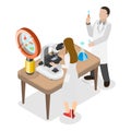 3D Isometric Flat Vector Illustration of Chemistry Laboratory Workers. Item 2 Royalty Free Stock Photo