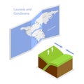 3D Isometric Flat Vector Illustration of Continental Drift Chronological Movement. Item 2