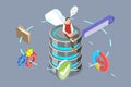 3D Isometric Flat Vector Illustration of Database Server