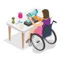 3D Isometric Flat Vector Illustration of Disabled Character and Household Chores. Item 3 Royalty Free Stock Photo