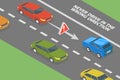 3D Isometric Flat Vector Illustration of Driving in the Wrong Direction on the Road