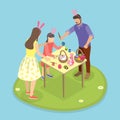 3D Isometric Flat Vector Illustration of Easter Painting Egg