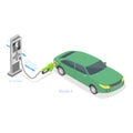 3D Isometric Flat Vector Illustration of Electric Car Charging Modes. Item 1