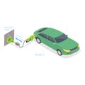 3D Isometric Flat Vector Illustration of Electric Car Charging Modes. Item 2