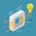 3D Isometric Flat Vector Illustration of Electrical Transformer Royalty Free Stock Photo