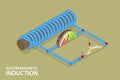 3D Isometric Flat Vector Illustration of Electromagnetic Induction