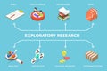 3D Isometric Flat Vector Illustration of Exploratory Research Royalty Free Stock Photo