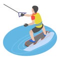 3D Isometric Flat Vector Illustration of Extreme Water Sports. Item 1 Royalty Free Stock Photo