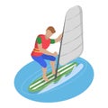 3D Isometric Flat Vector Illustration of Extreme Water Sports. Item 2 Royalty Free Stock Photo