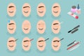 3D Isometric Flat Vector Illustration of Eyebrows Shaping