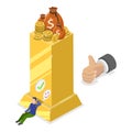 3D Isometric Flat Vector Illustration of Financial Instability. Item 1