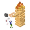 3D Isometric Flat Vector Illustration of Financial Instability. Item 2