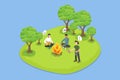 3D Isometric Flat Vector Illustration of Fire Safety In Forest Royalty Free Stock Photo