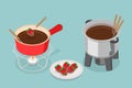 3D Isometric Flat Vector Illustration of Fondue