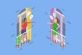 3D Isometric Flat Vector Illustration of Furious Female Neighbors Royalty Free Stock Photo