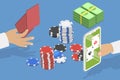 3D Isometric Flat Vector Illustration of Gambling Royalty Free Stock Photo