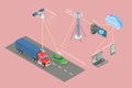 3D Isometric Flat Vector Illustration of GPS Tracking System