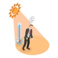 3D Isometric Flat Vector Illustration of Heatstroke. Item 1