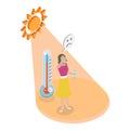 3D Isometric Flat Vector Illustration of Heatstroke. Item 2