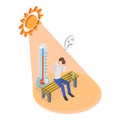 3D Isometric Flat Vector Illustration of Heatstroke. Item 4