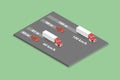 3D Isometric Flat Vector Illustration of Heavy Truck Braking Distances Royalty Free Stock Photo