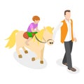 3D Isometric Flat Vector Illustration of Hippotherapy. Item 1 Royalty Free Stock Photo