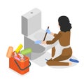 3D Isometric Flat Vector Illustration of Hotel Housekeeping. Item 2