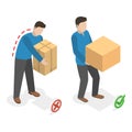 3D Isometric Flat Vector Illustration of How To Carry Heavy Goods. Item 2