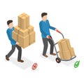 3D Isometric Flat Vector Illustration of How To Carry Heavy Goods. Item 1