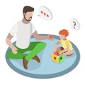 3D Isometric Flat Vector Illustration of Infants Cognitive Development. Item 2