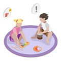 3D Isometric Flat Vector Illustration of Infants Cognitive Development. Item 3